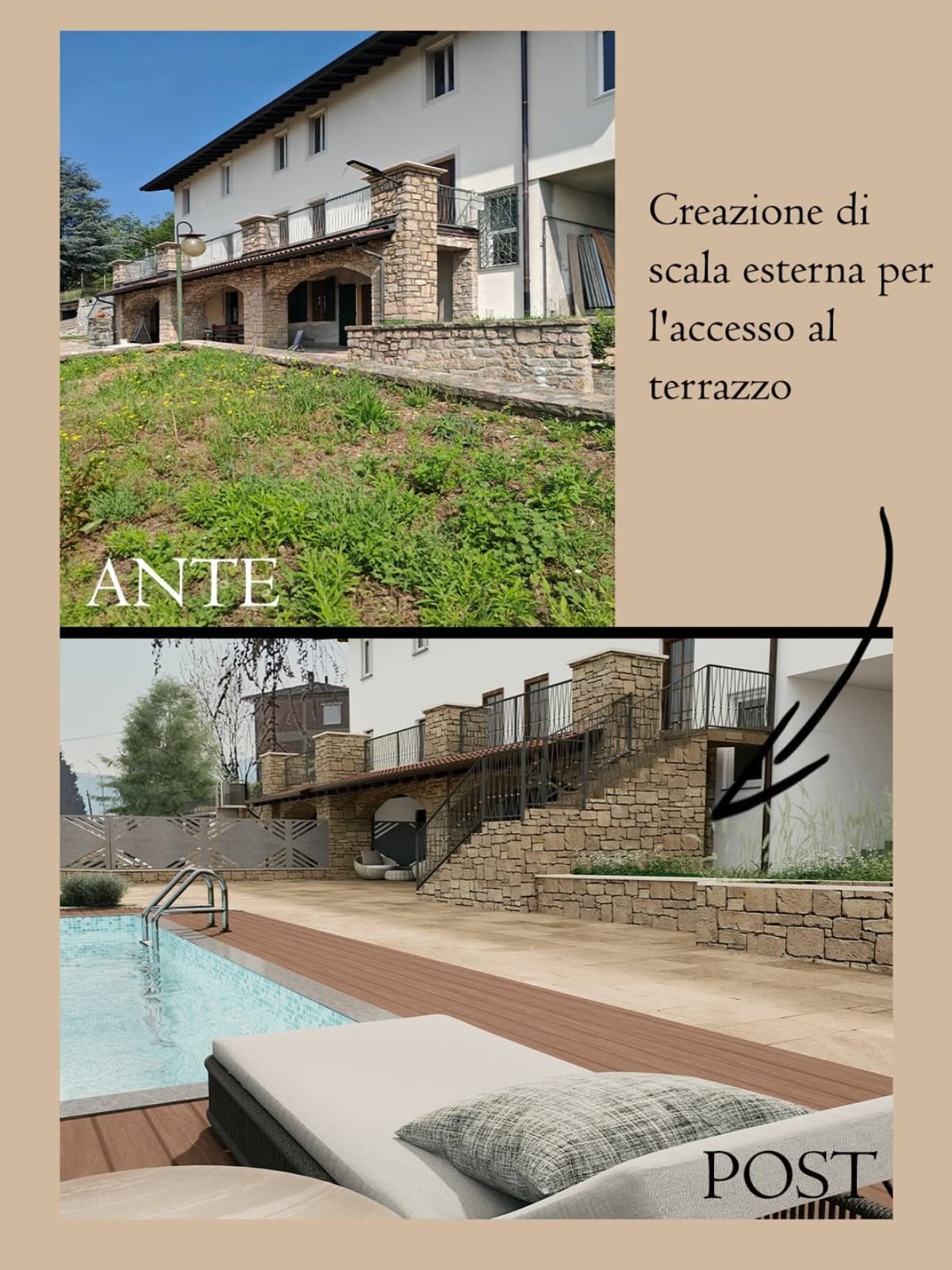 Ante e post: creazione scala esterna per il terrazzo