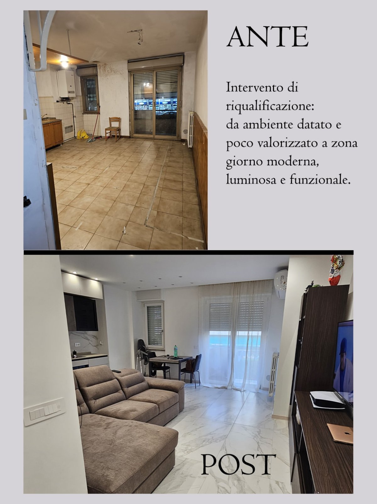 Ante e post: riqualificazione zona giorno